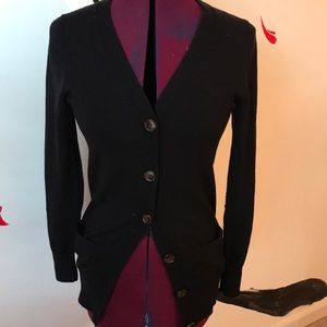 Ann Taylor Wool Cardigan with leather elbow patche